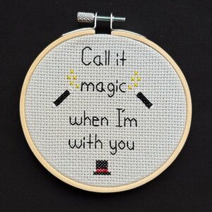 Coldplay “Magic” Lyrics 4-Inch Wooden-Framed Cross Stitch